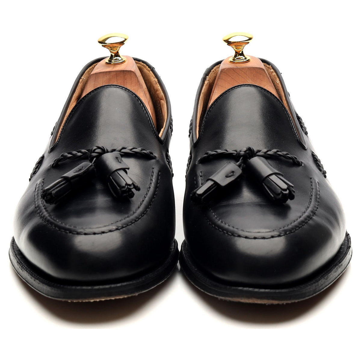 &#39;Langham&#39; Black Leather Tassel Loafers UK 10.5 EX