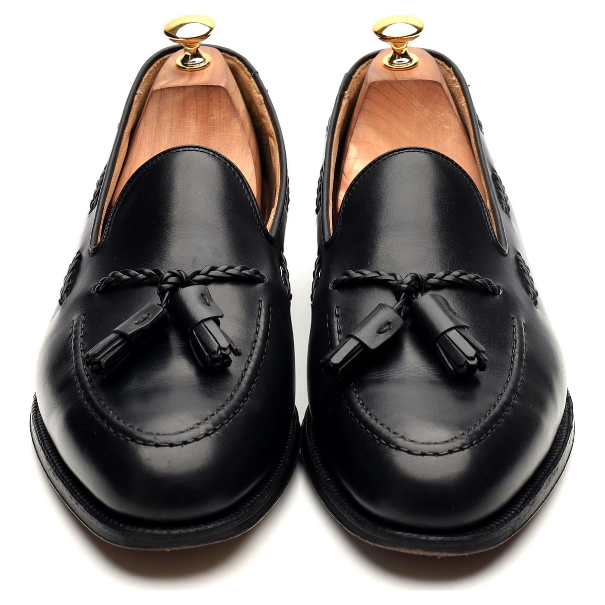 &#39;Langham&#39; Black Leather Tassel Loafers UK 10.5 EX