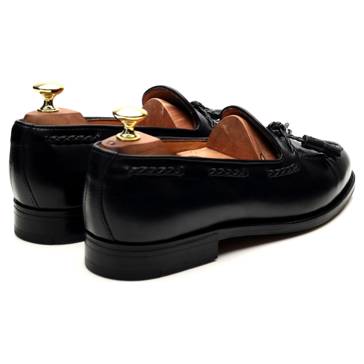 New &amp; Lingwood Black Leather Tassel Loafers UK 7.5 E