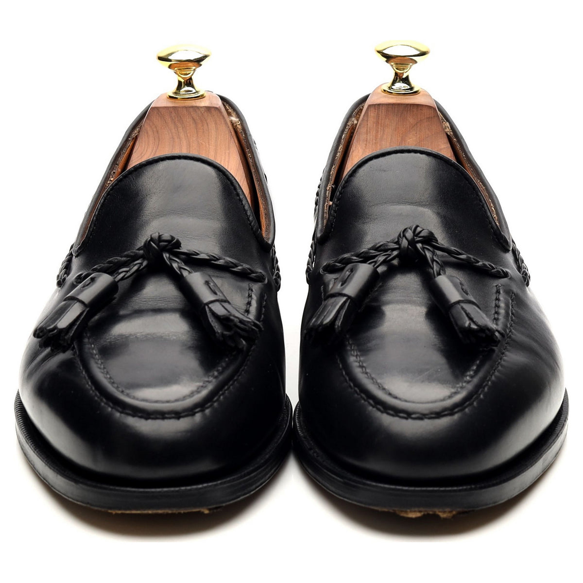 New &amp; Lingwood Black Leather Tassel Loafers UK 7.5 E