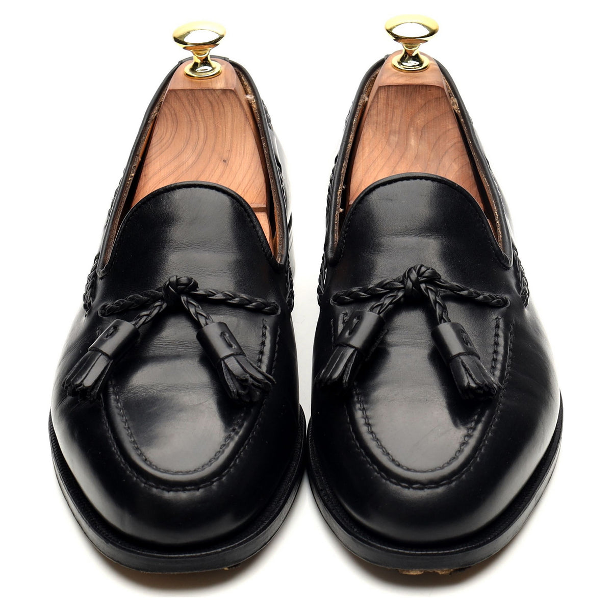 New &amp; Lingwood Black Leather Tassel Loafers UK 7.5 E