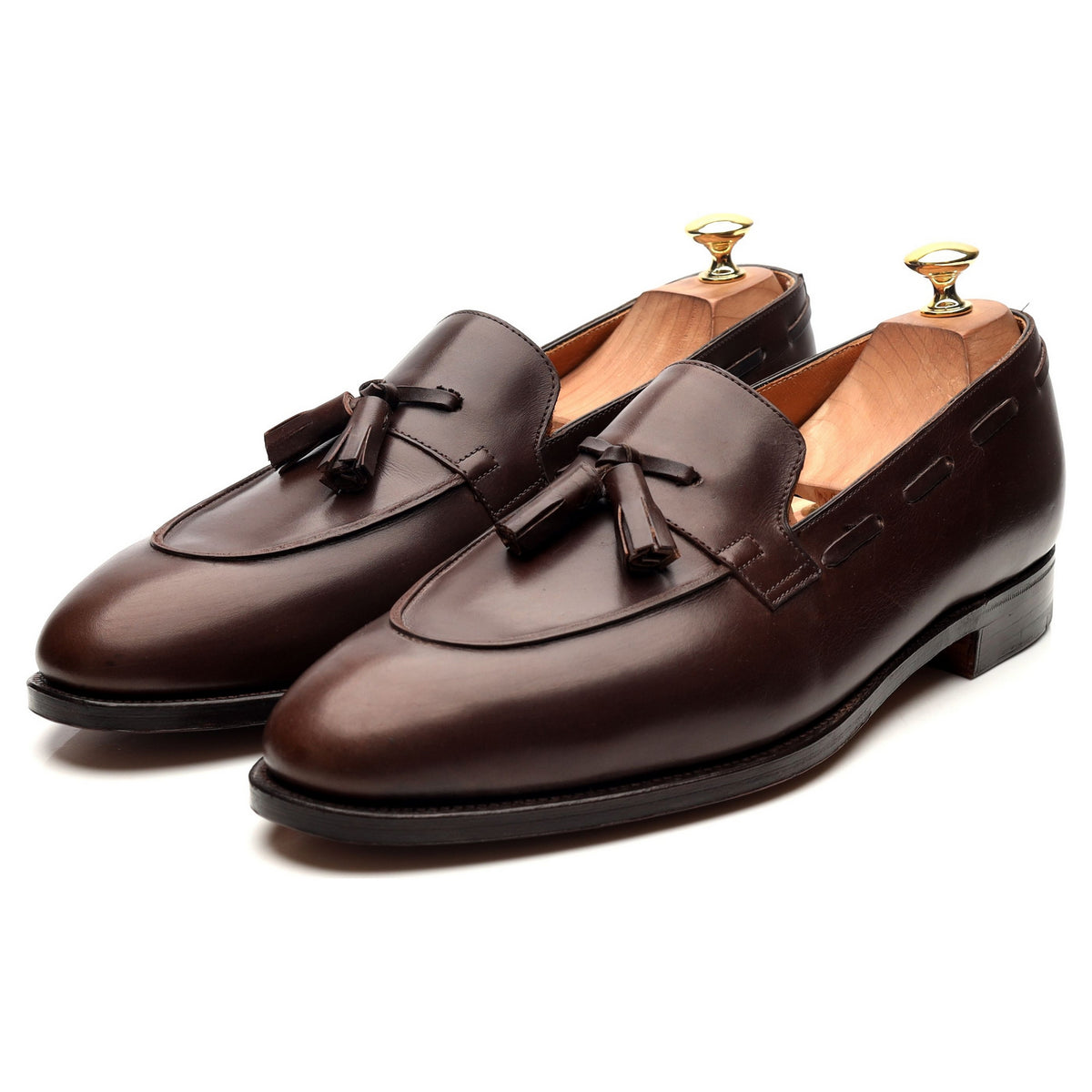 &#39;Jihel&#39; Dark Brown Leather Tassel Loafers UK 10.5 E