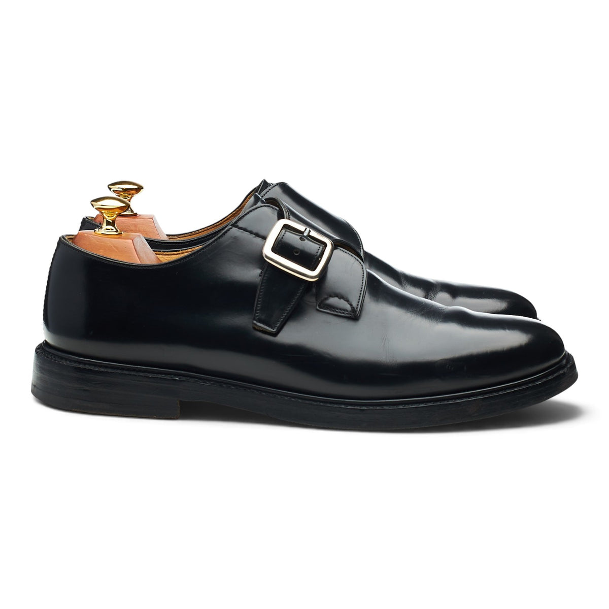 'Meadwell' Black Leather Monk Strap UK 9 F