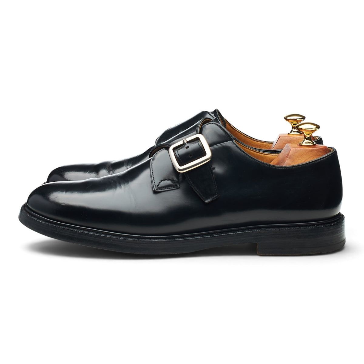 'Meadwell' Black Leather Monk Strap UK 9 F
