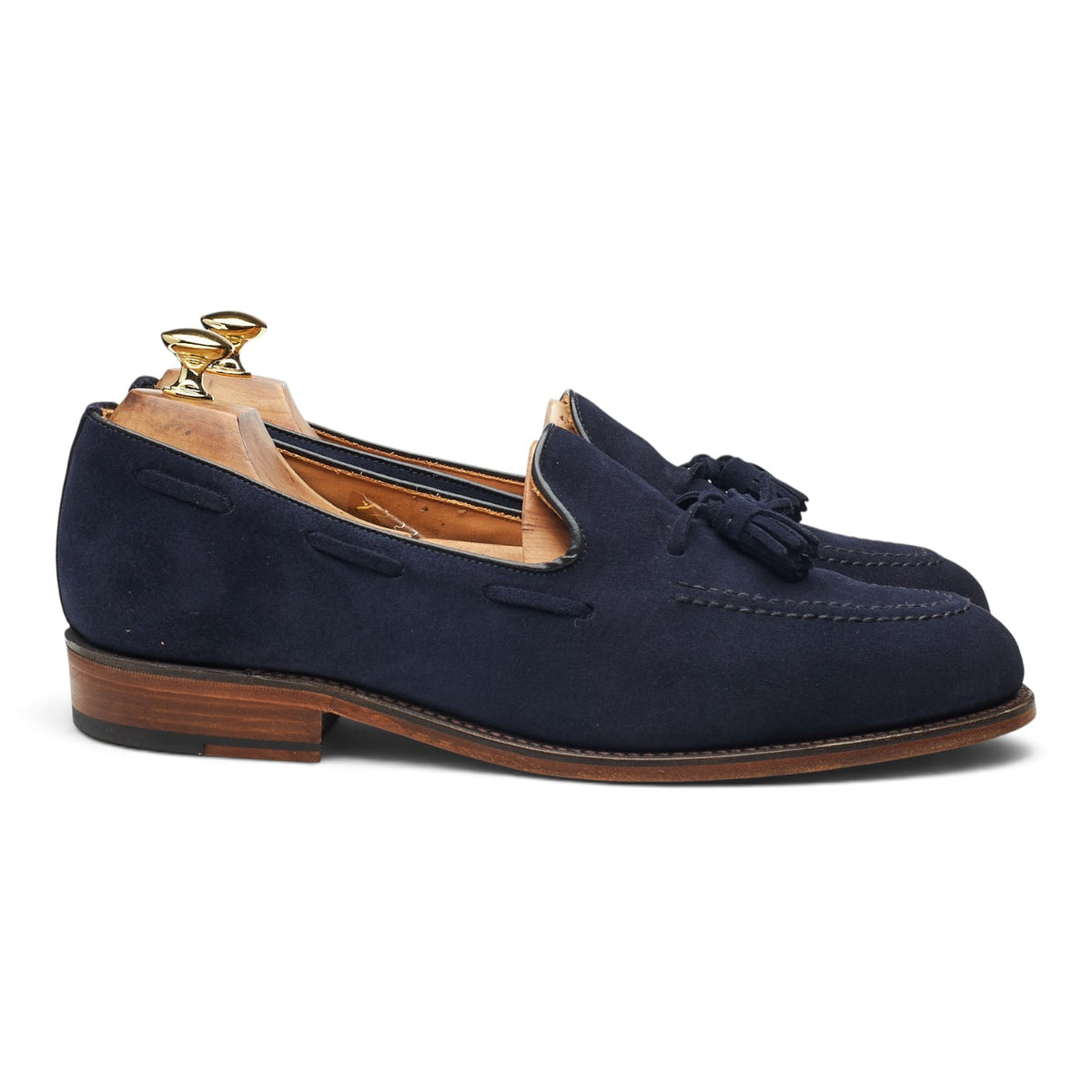 Shipton & Heneage 'Finchley' Navy Blue Suede Tassel Loafers UK 10.5 F