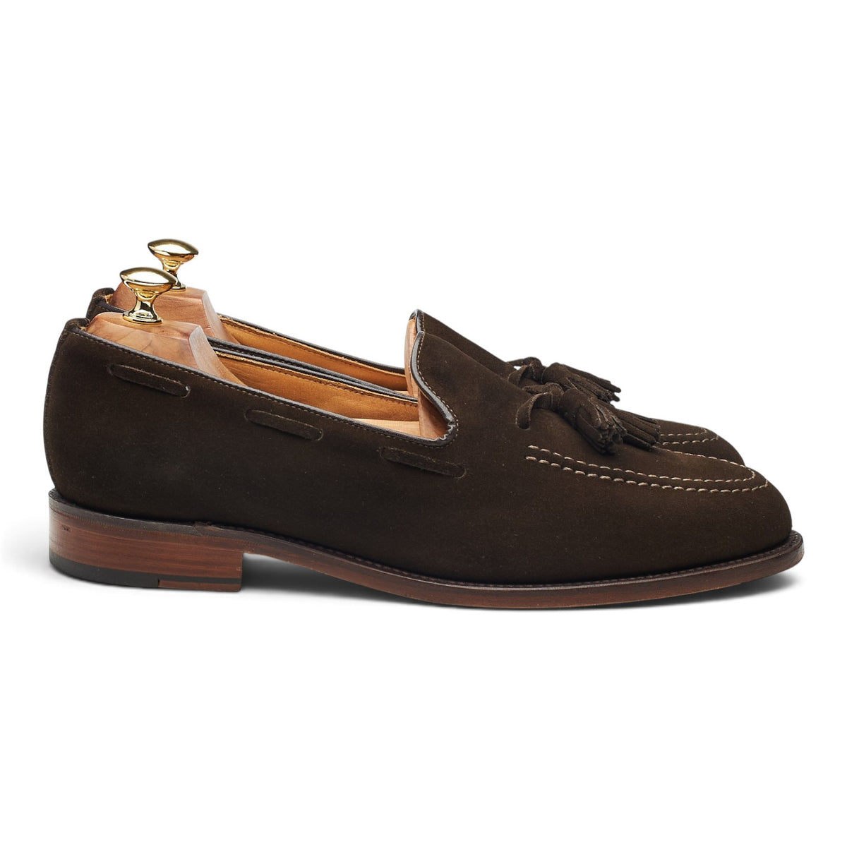Shipton & Heneage 'Finchley' Dark Brown Suede Tassel Loafers UK 10.5 F