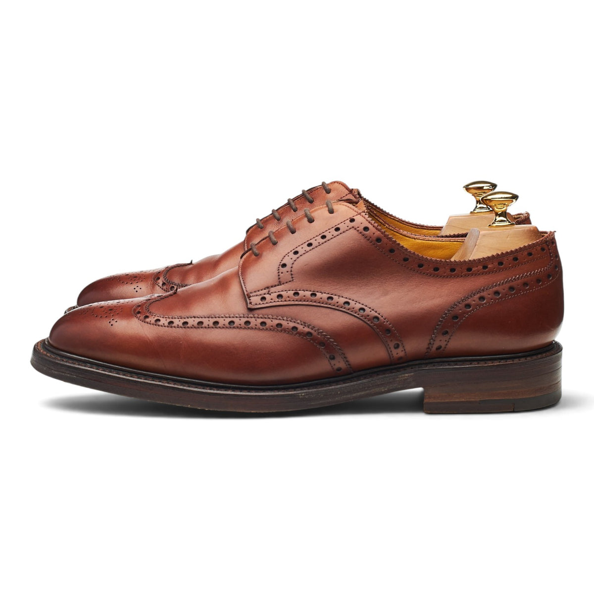 Shipton & Heneage Tan Brown Leather Derby Brogues UK 10.5 G
