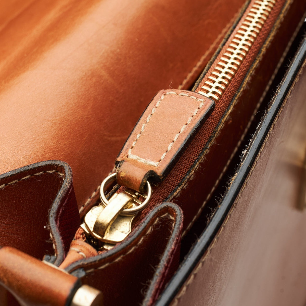 'Alfred' Tan Brown Leather Briefcase