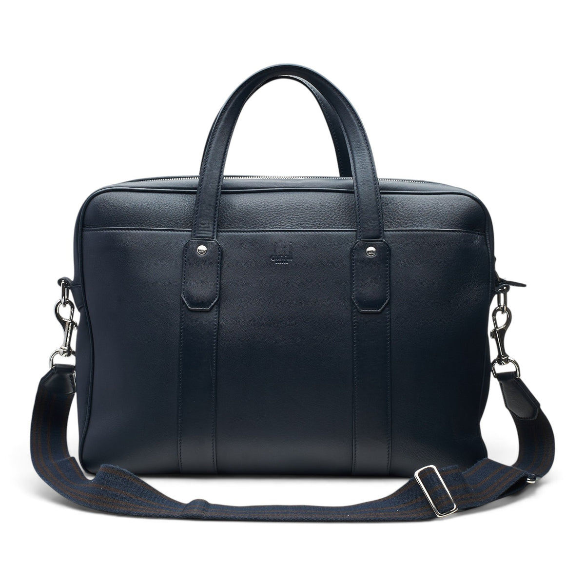 'Hampstead' Navy Blue Grain Leather Briefcase