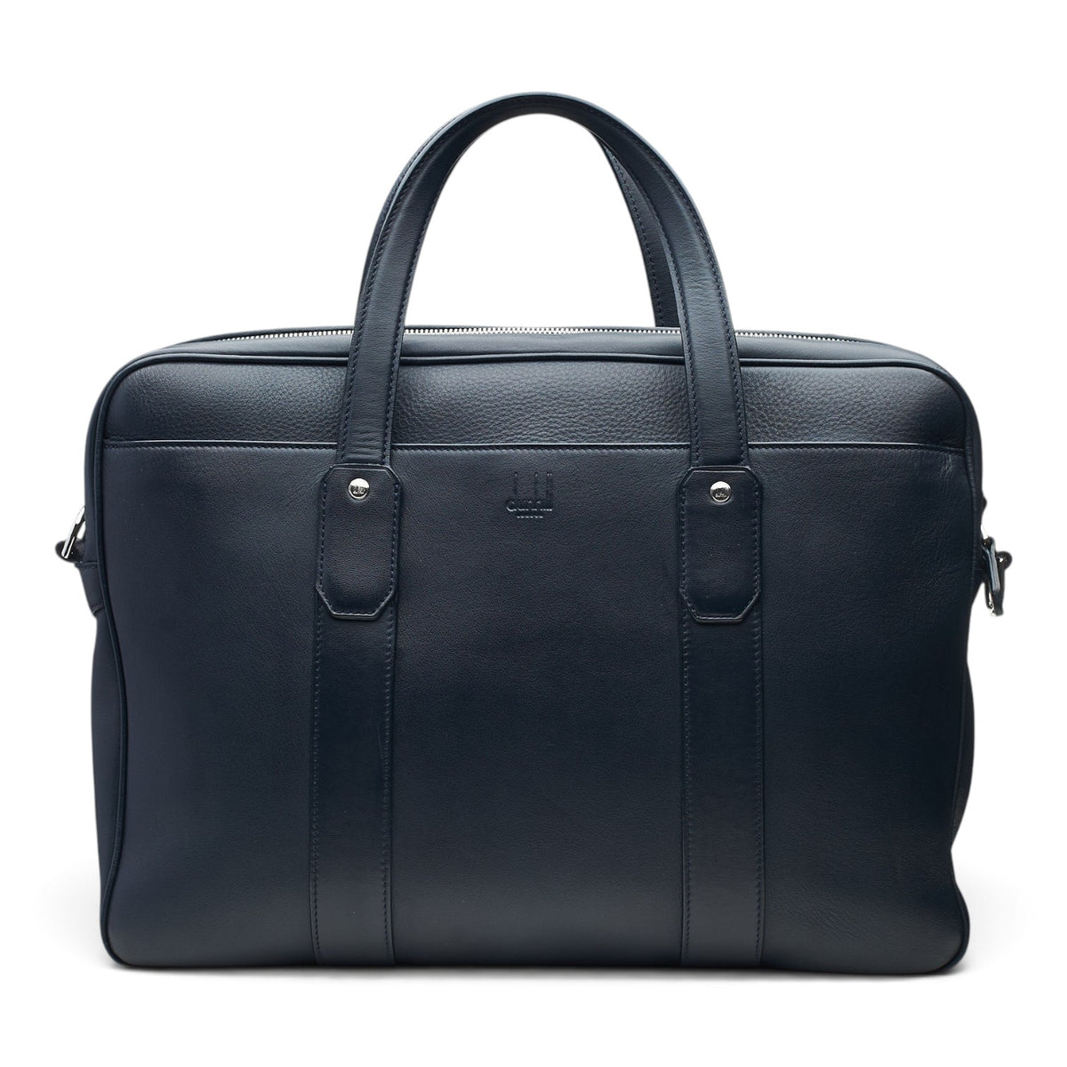 'Hampstead' Navy Blue Grain Leather Briefcase