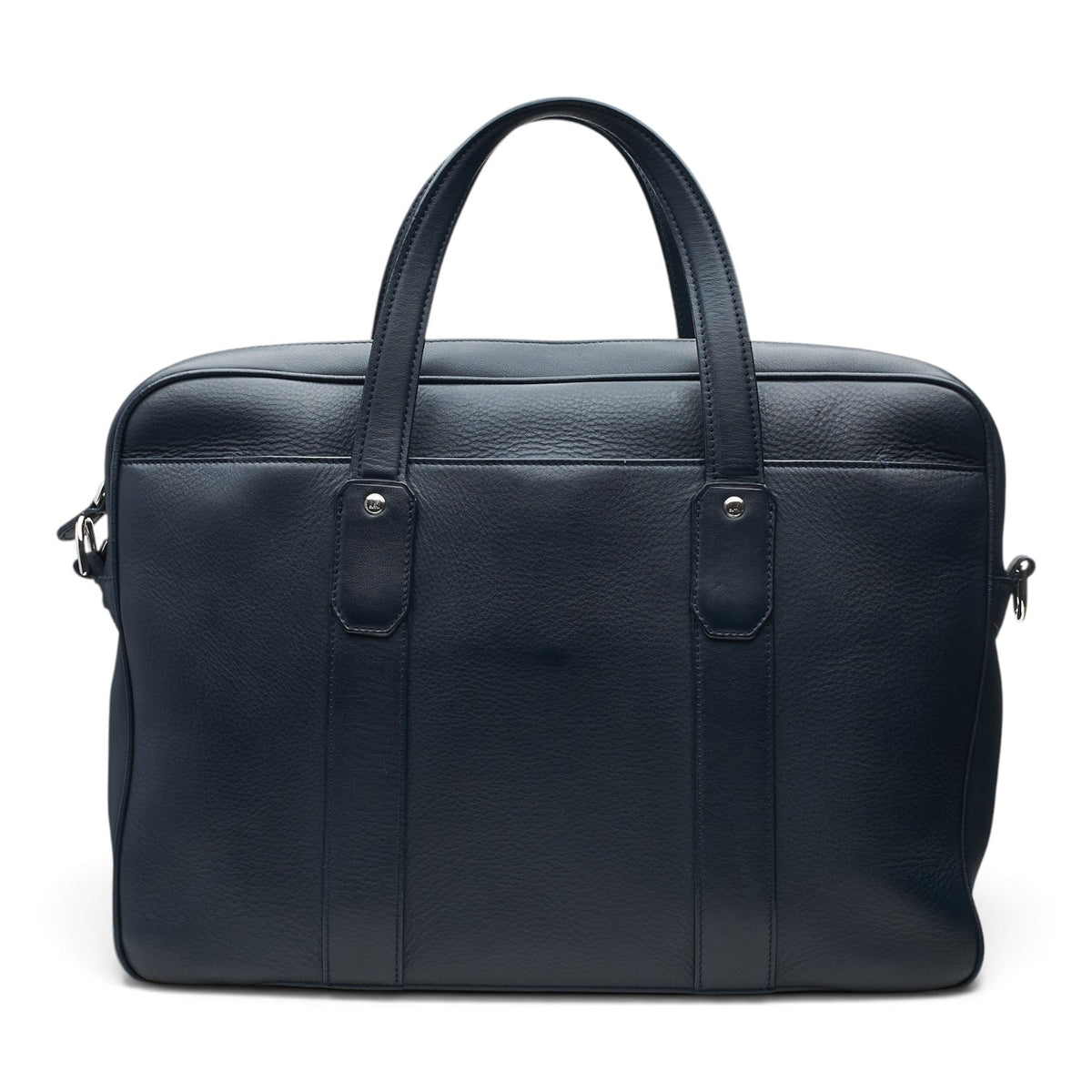'Hampstead' Navy Blue Grain Leather Briefcase