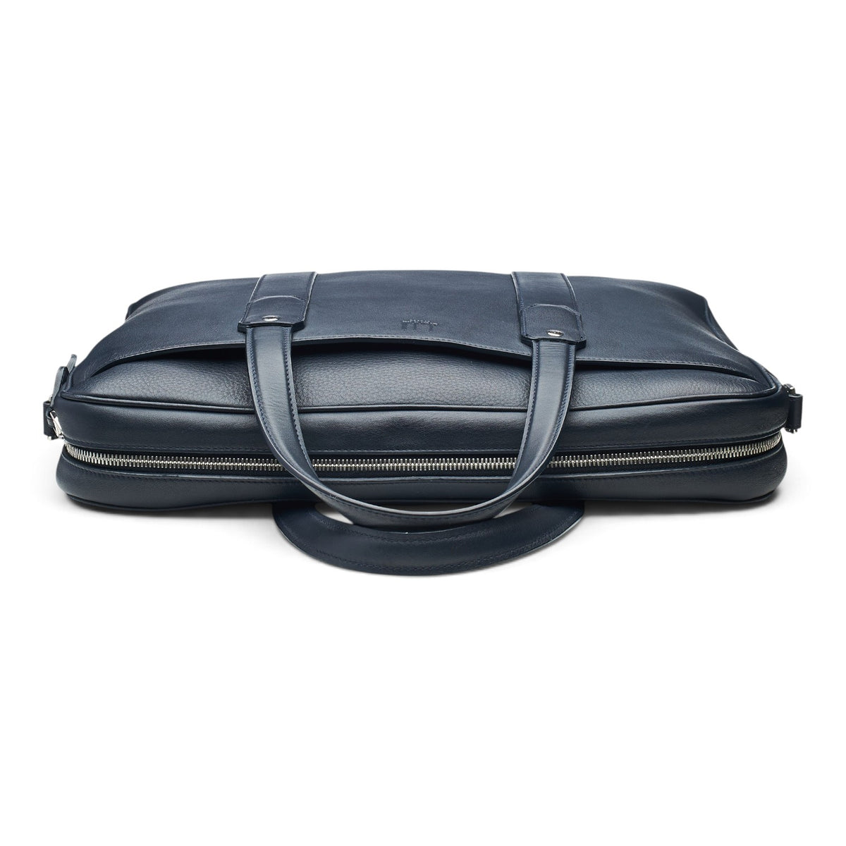 'Hampstead' Navy Blue Grain Leather Briefcase