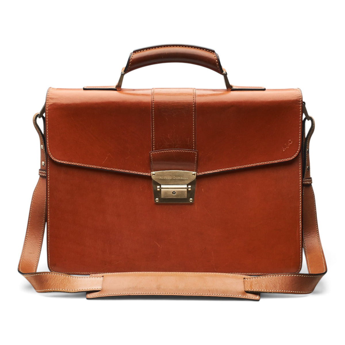 'Alfred' Tan Brown Leather Briefcase