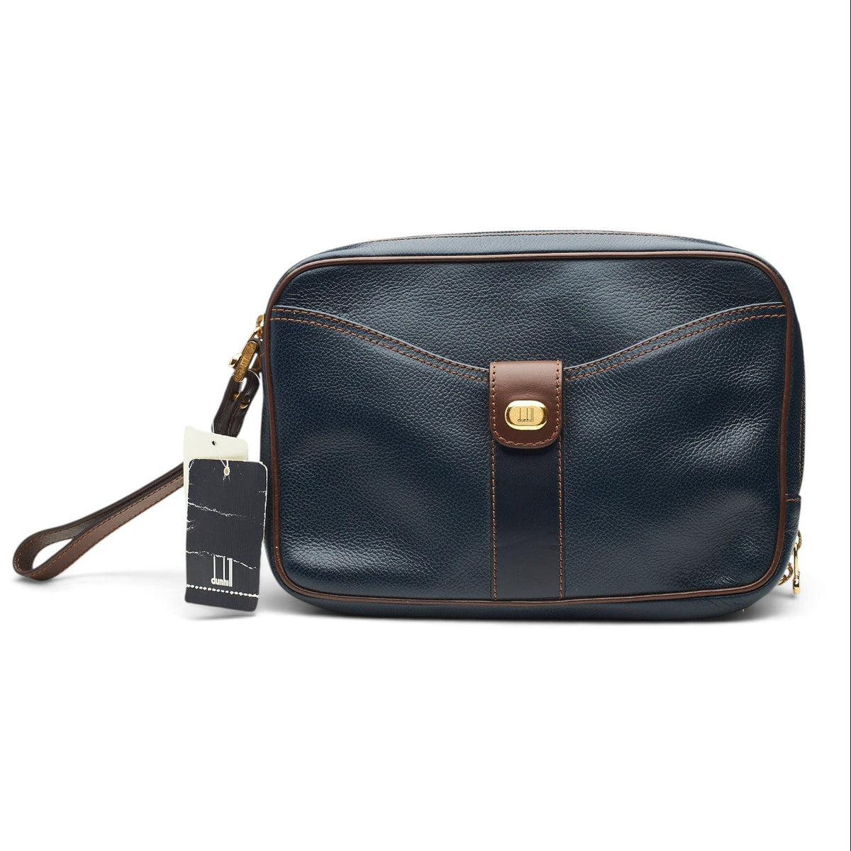 Navy Blue Grain Leather Wash Bag