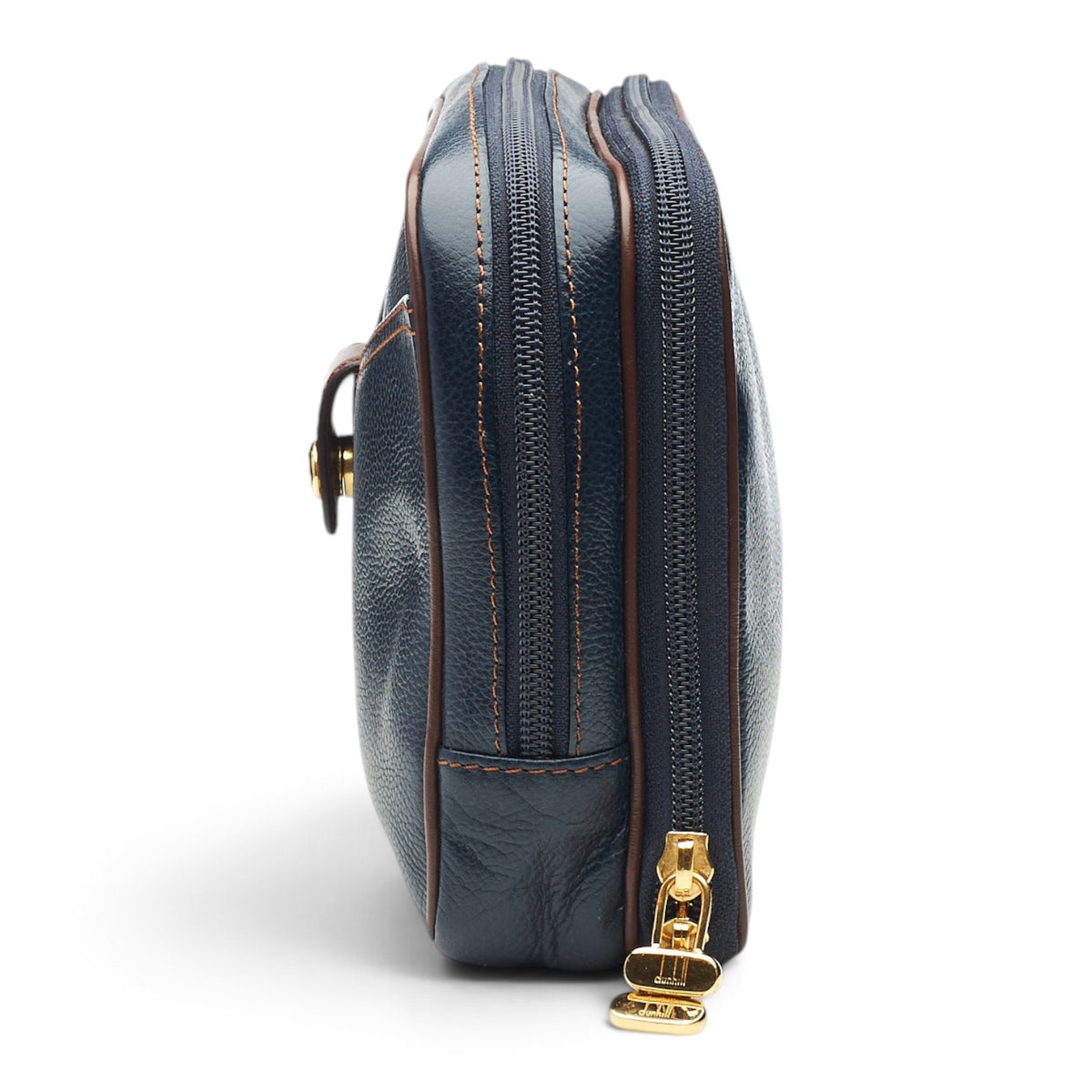 Navy Blue Grain Leather Wash Bag
