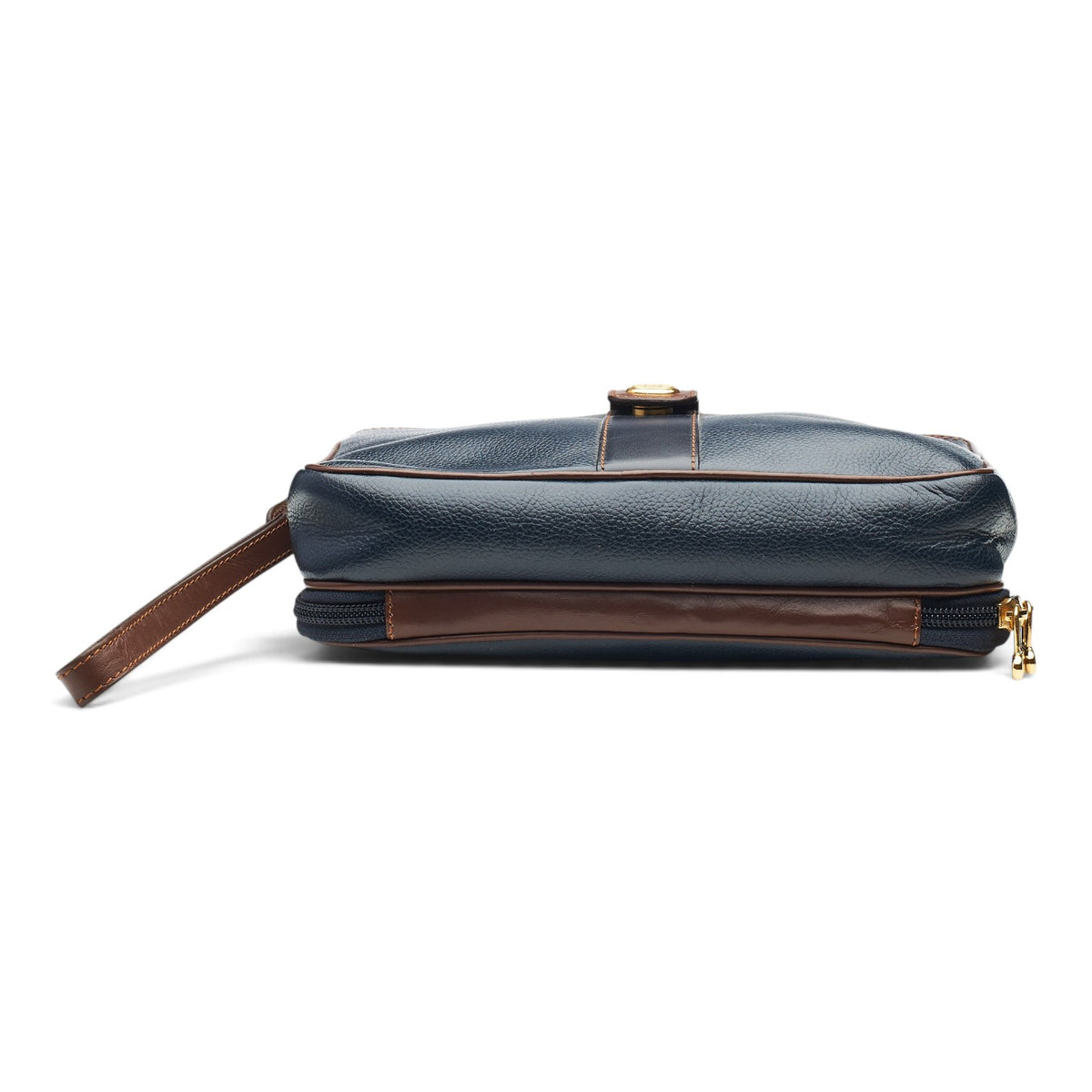 Navy Blue Grain Leather Wash Bag
