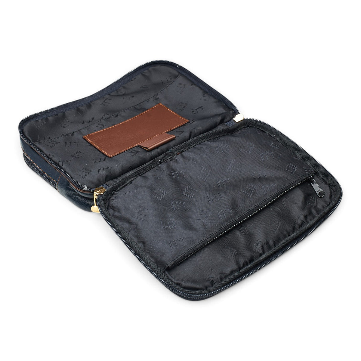 Navy Blue Grain Leather Wash Bag