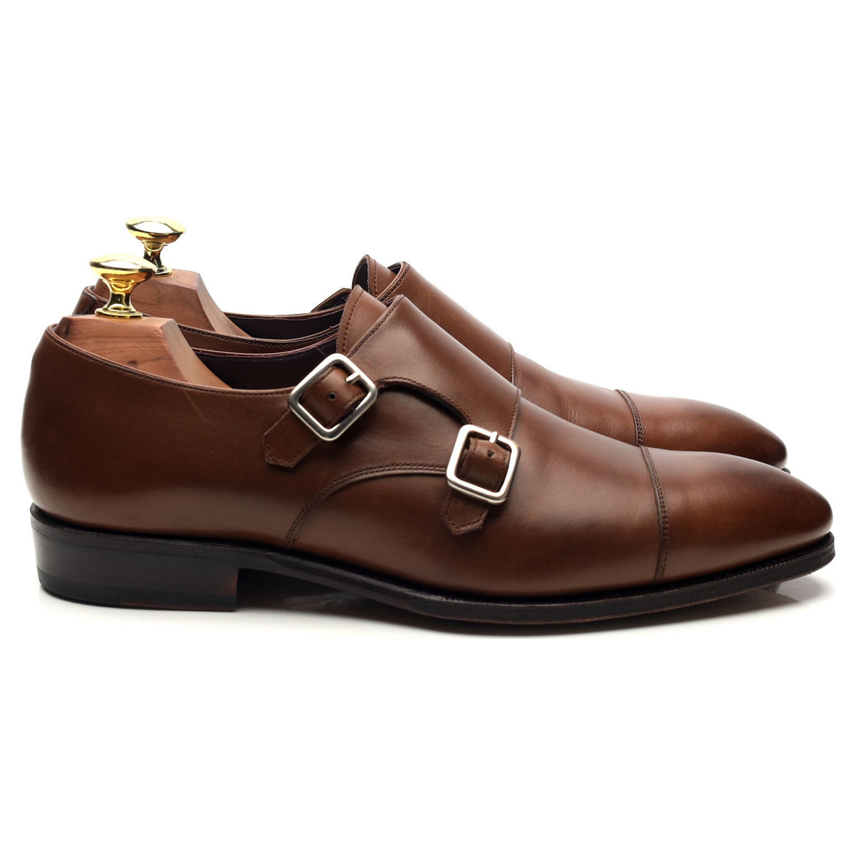 &#39;80250&#39; Brown Leather Double Monk Strap UK 7 EE