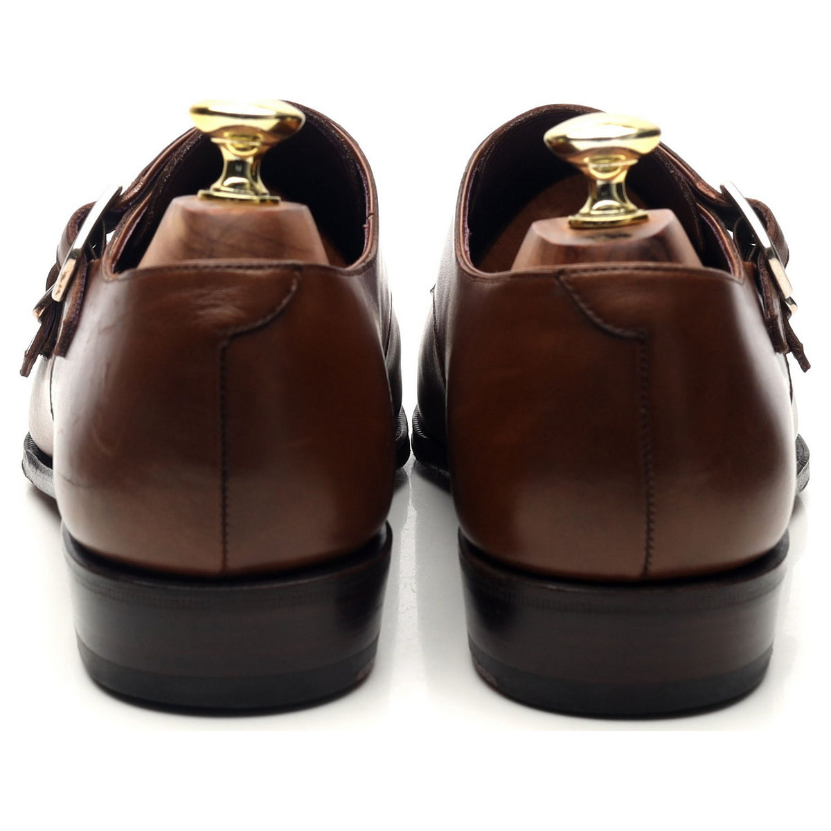 &#39;80250&#39; Brown Leather Double Monk Strap UK 7 EE