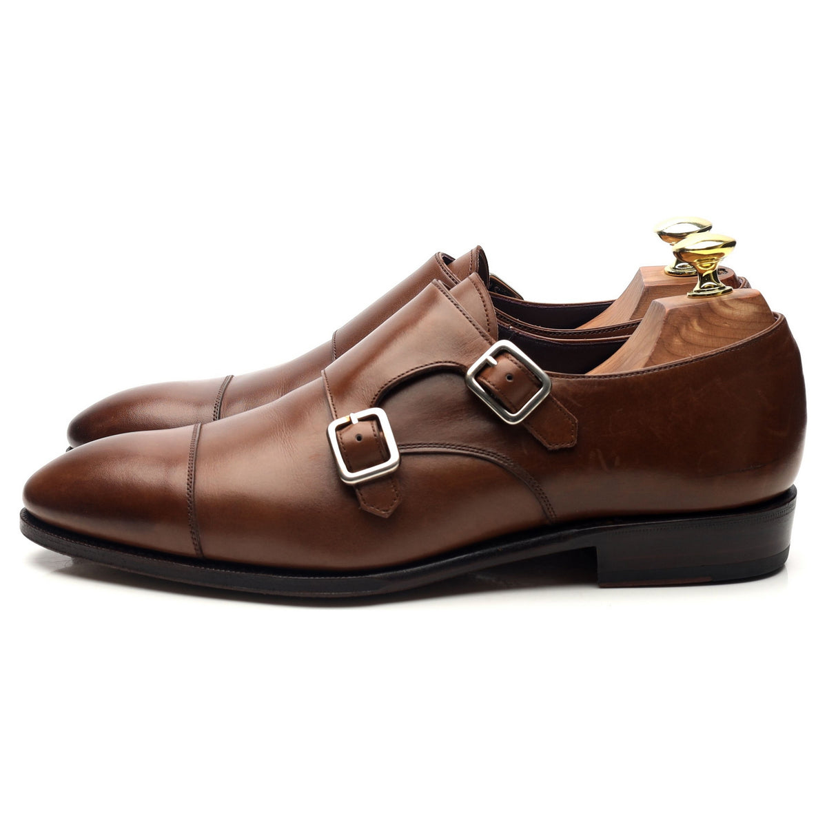 &#39;80250&#39; Brown Leather Double Monk Strap UK 7 EE