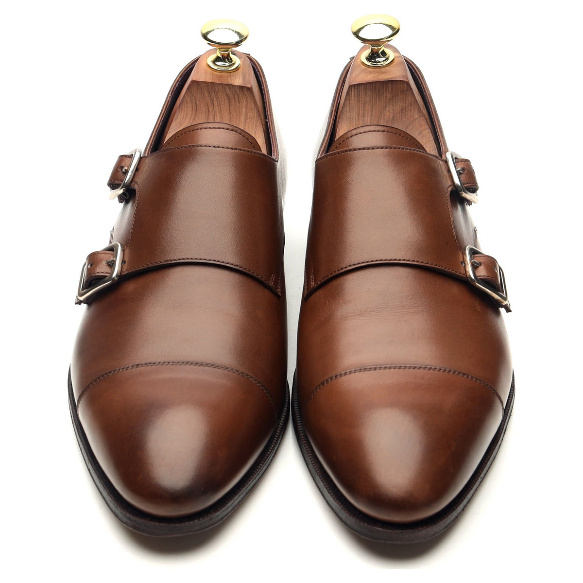 &#39;80250&#39; Brown Leather Double Monk Strap UK 7 EE