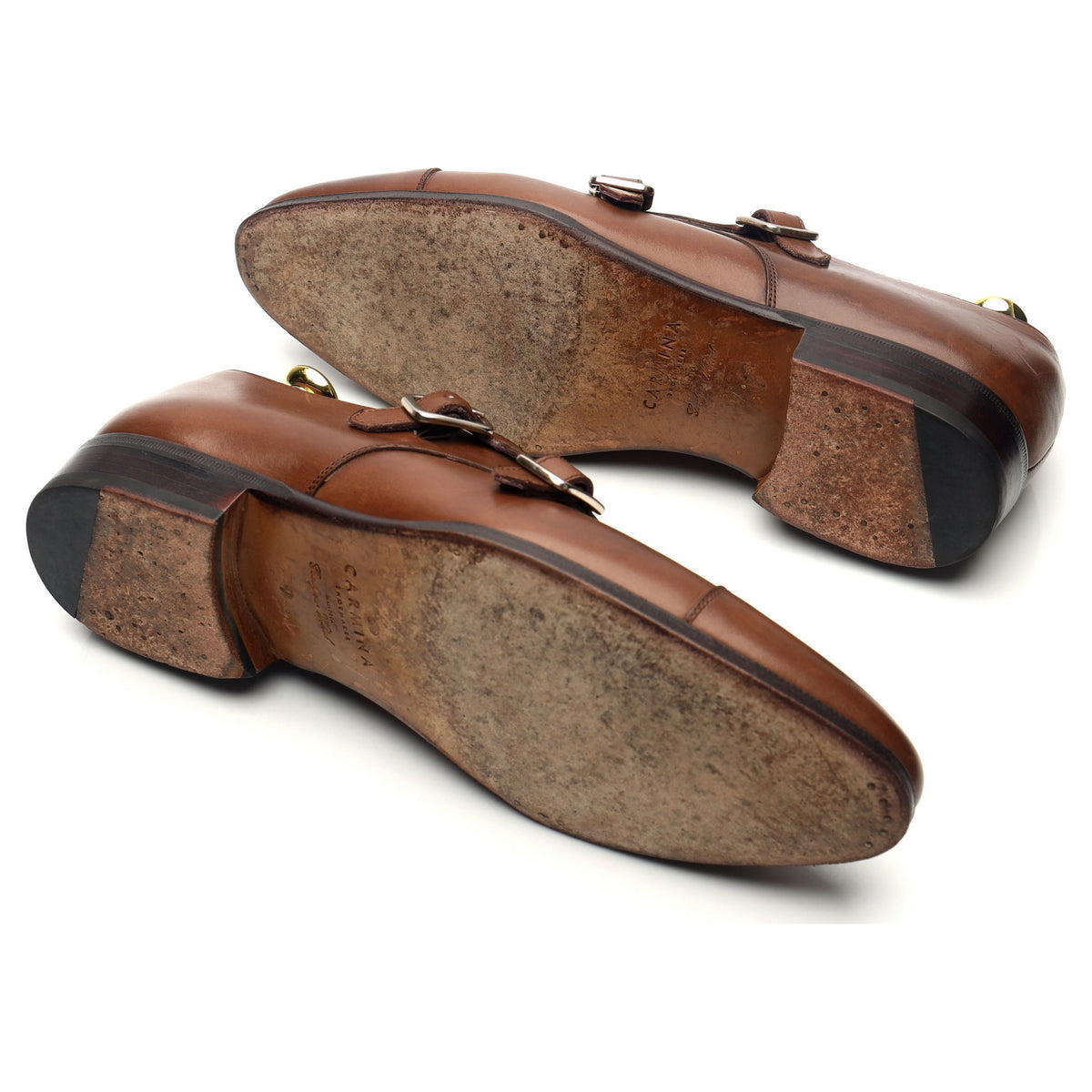 &#39;80250&#39; Brown Leather Double Monk Strap UK 7 EE