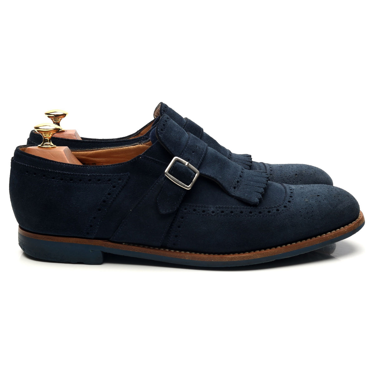 &#39;Shanghai&#39; Blue Suede Monk Strap UK 9 F