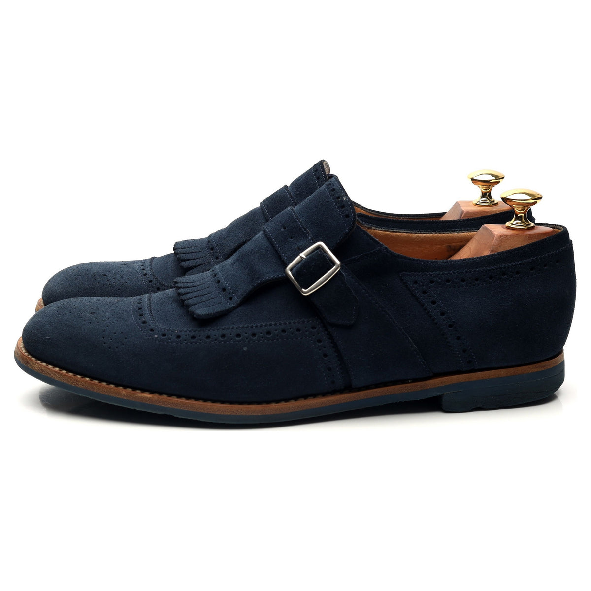 &#39;Shanghai&#39; Blue Suede Monk Strap UK 9 F