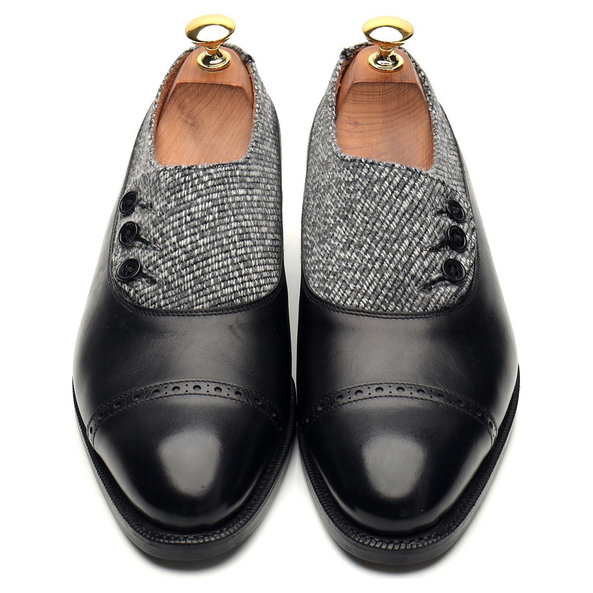 &#39;Kingston&#39; Black Leather Button Brogue UK 6 E