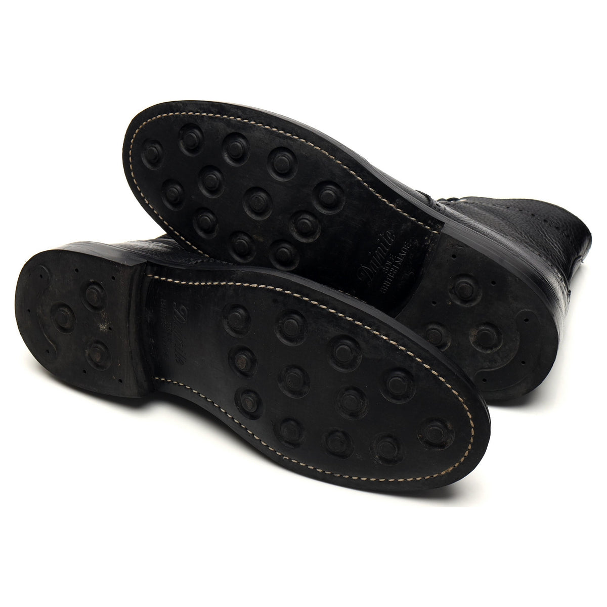 &#39;Stow&#39; Black Grain Leather Brogue Boots UK 10.5