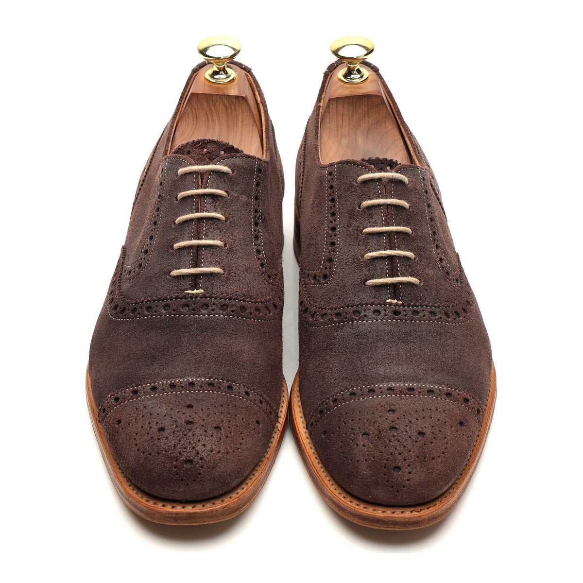 &#39;Sidney&#39; Brown Suede Unlined Oxford Brogues UK 7 F