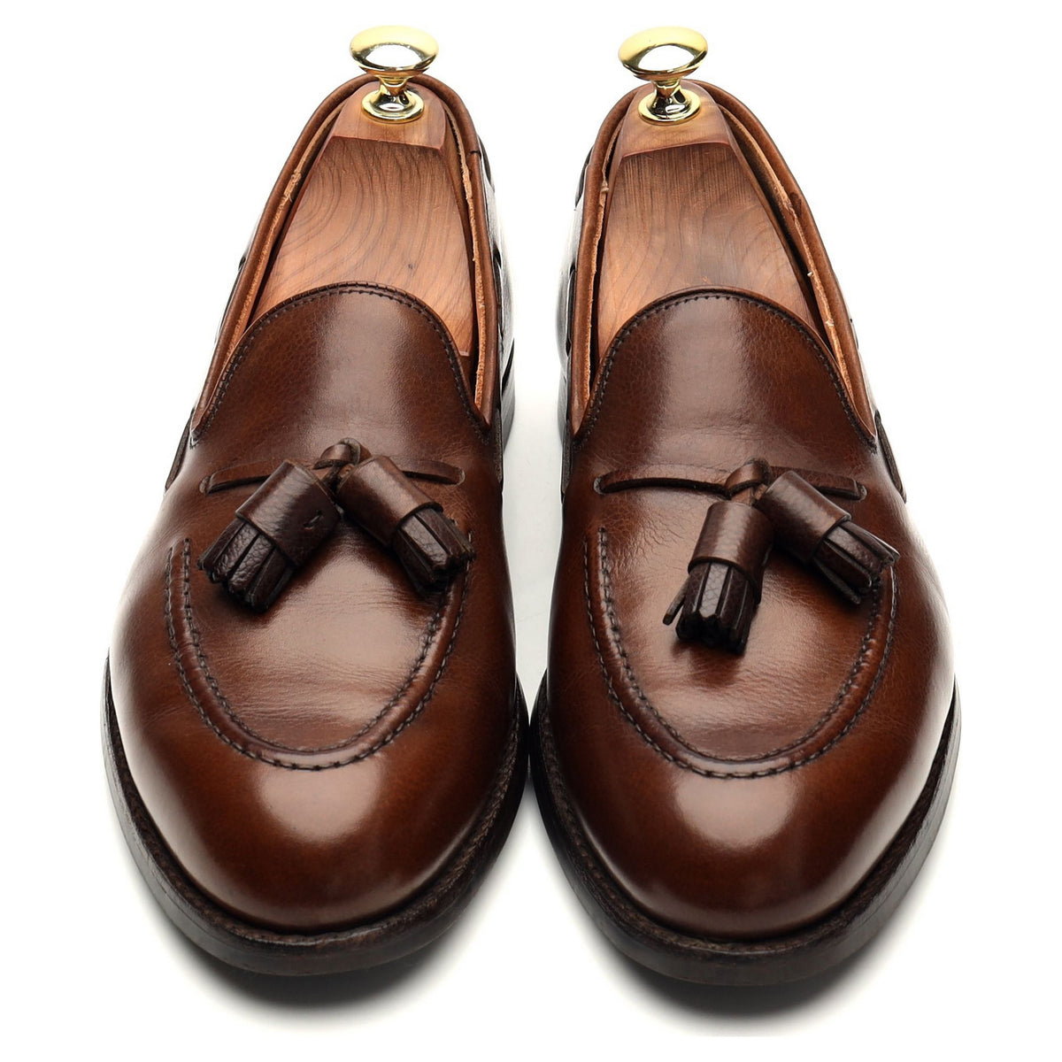 &#39;Cavendish 2&#39; Brown Grain Leather Tassel Loafers UK 7 E