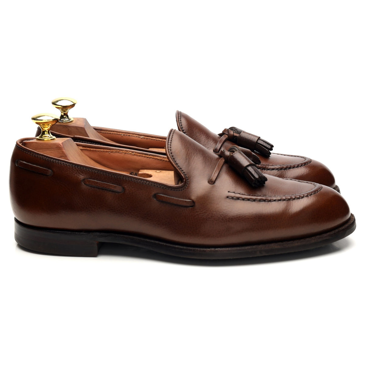 &#39;Cavendish 2&#39; Brown Grain Leather Tassel Loafers UK 7 E