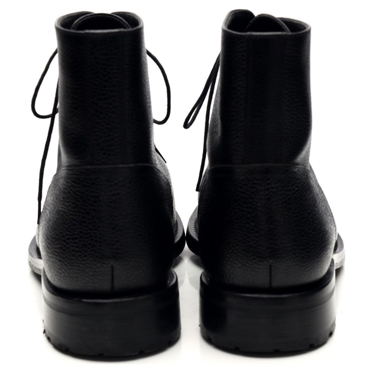 &#39;1416&#39; Black Grain Leather Boots UK 9.5