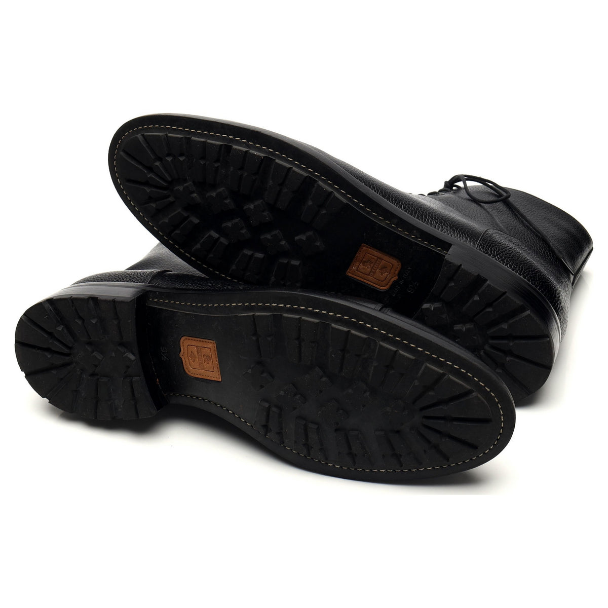 &#39;1416&#39; Black Grain Leather Boots UK 9.5