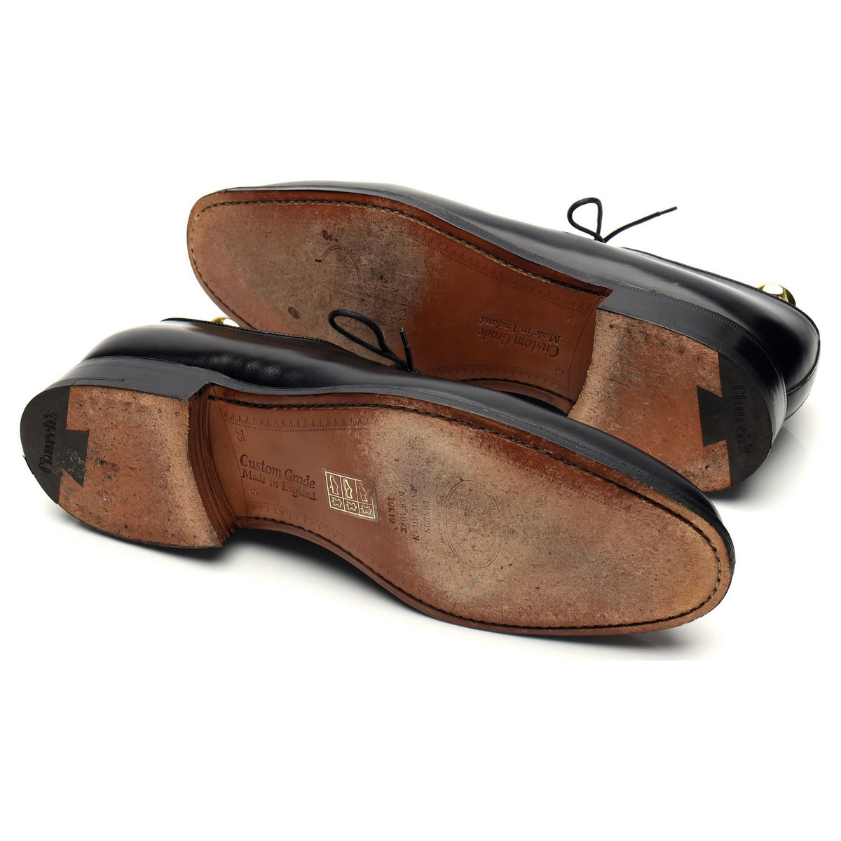 &#39;Stratton&#39; Black Leather Derby UK 7.5 G