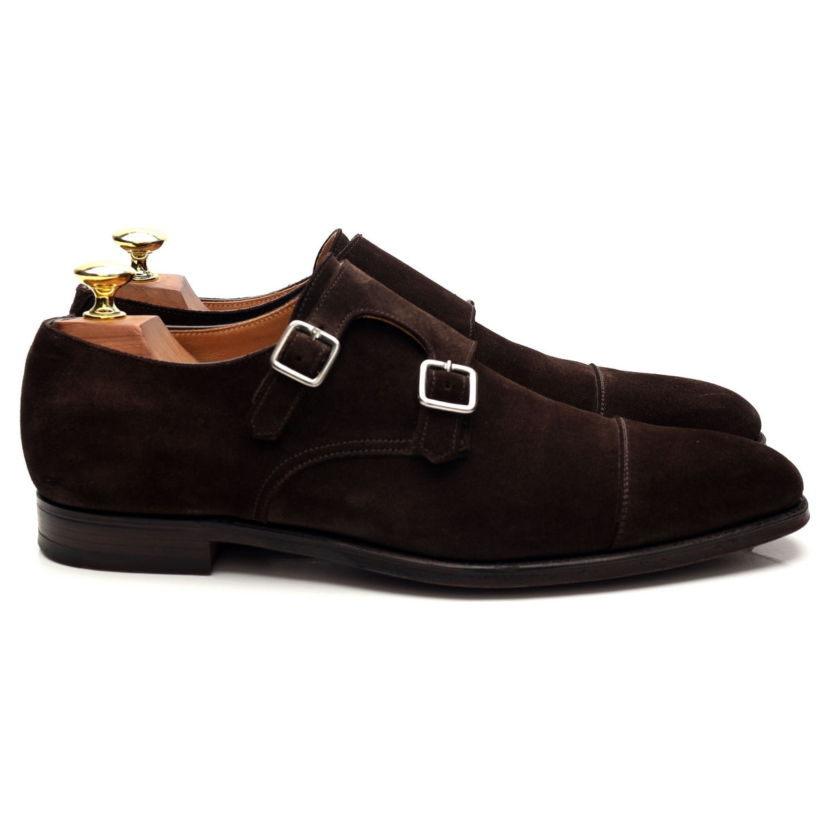 &#39;Lowndes&#39; Dark Brown Suede Double Monk Strap UK 7.5 E