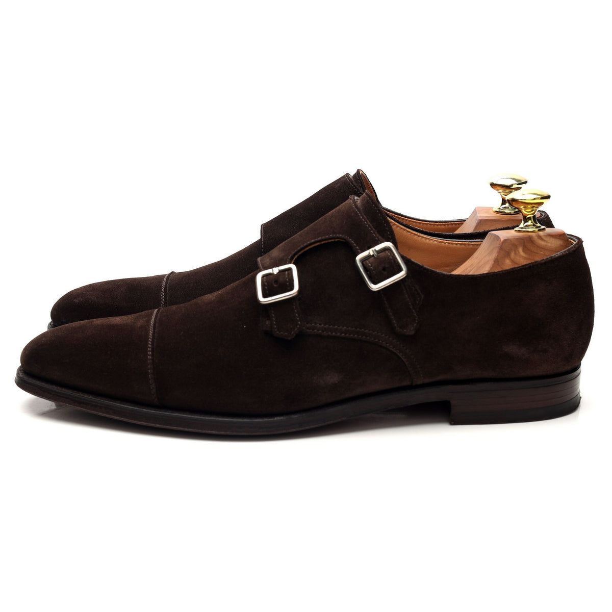 &#39;Lowndes&#39; Dark Brown Suede Double Monk Strap UK 7.5 E