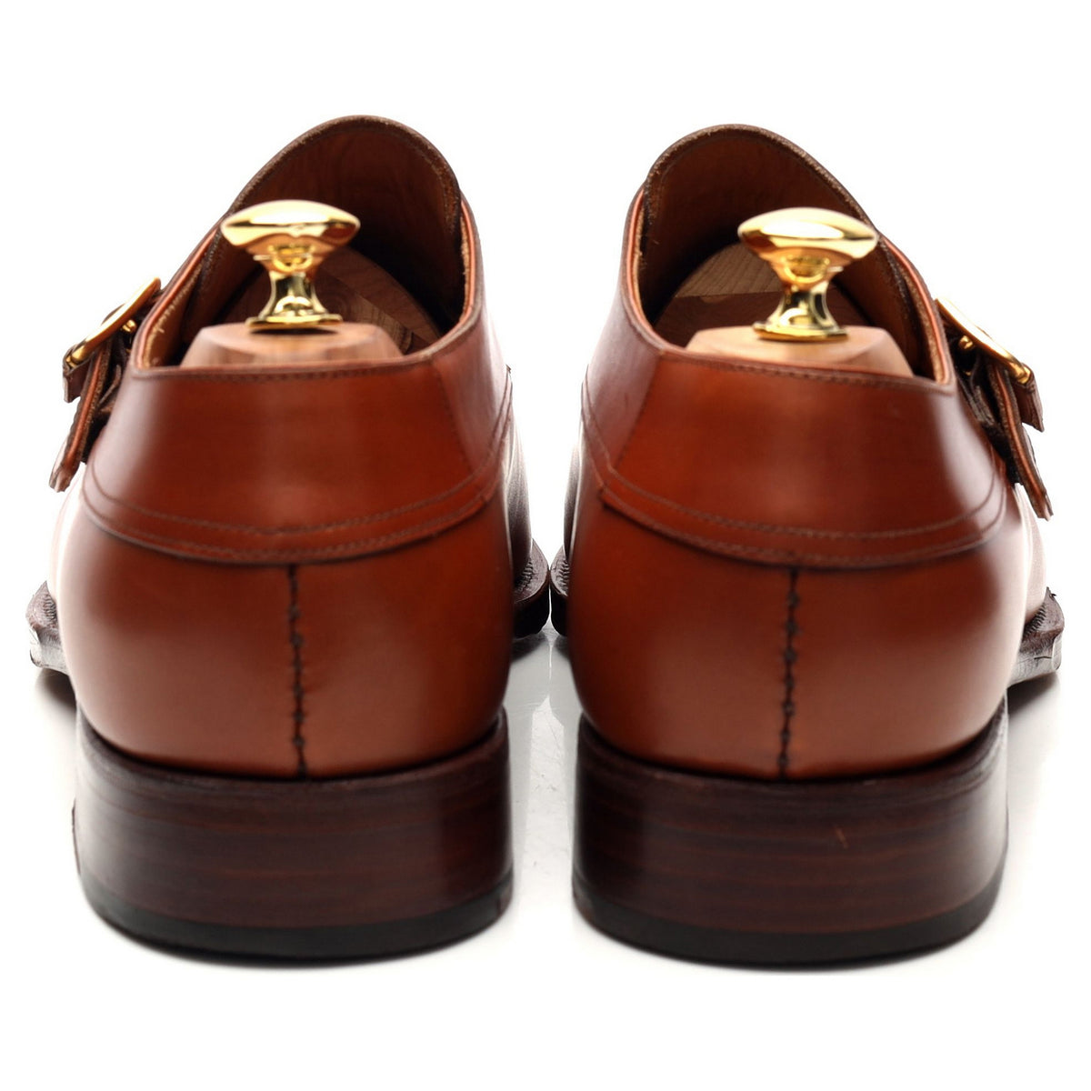 Tan Brown Leather Split Toe Monk Strap UK 11 EE