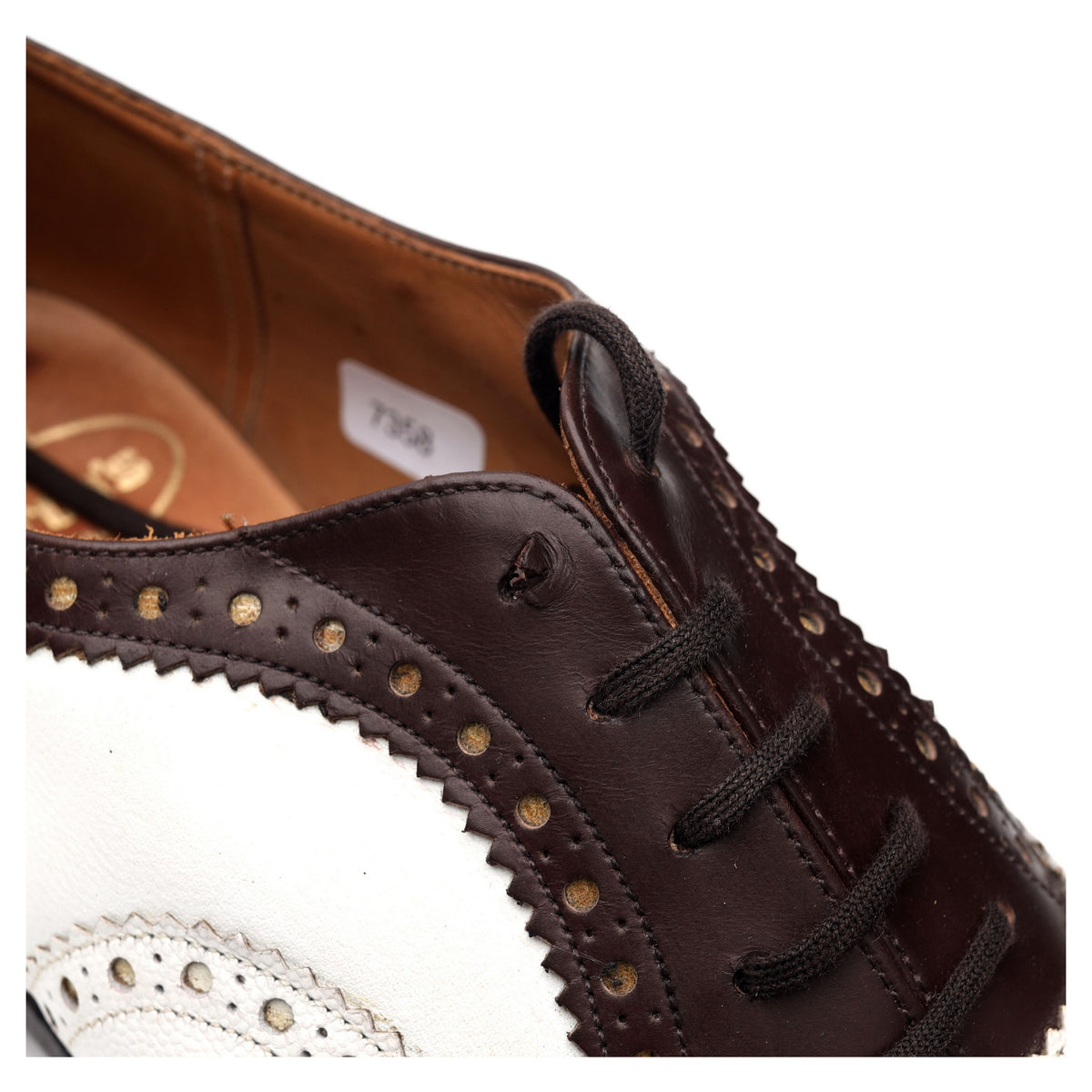 &#39;Barlow&#39; Dark Brown White Leather Spectator Brogues UK 9 G