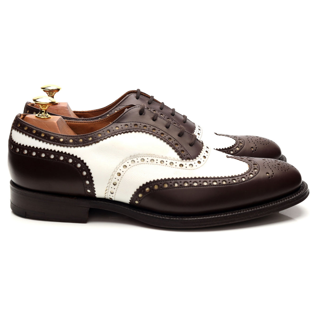 &#39;Barlow&#39; Dark Brown White Leather Spectator Brogues UK 9 G