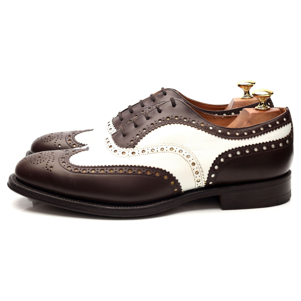 &#39;Barlow&#39; Dark Brown White Leather Spectator Brogues UK 9 G