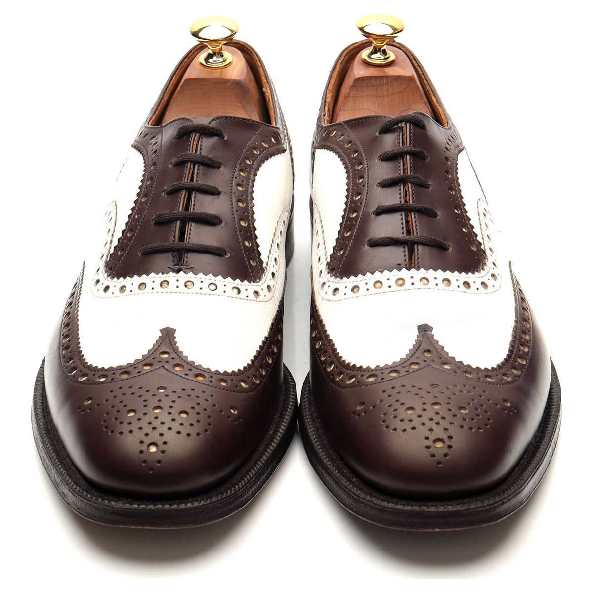 &#39;Barlow&#39; Dark Brown White Leather Spectator Brogues UK 9 G