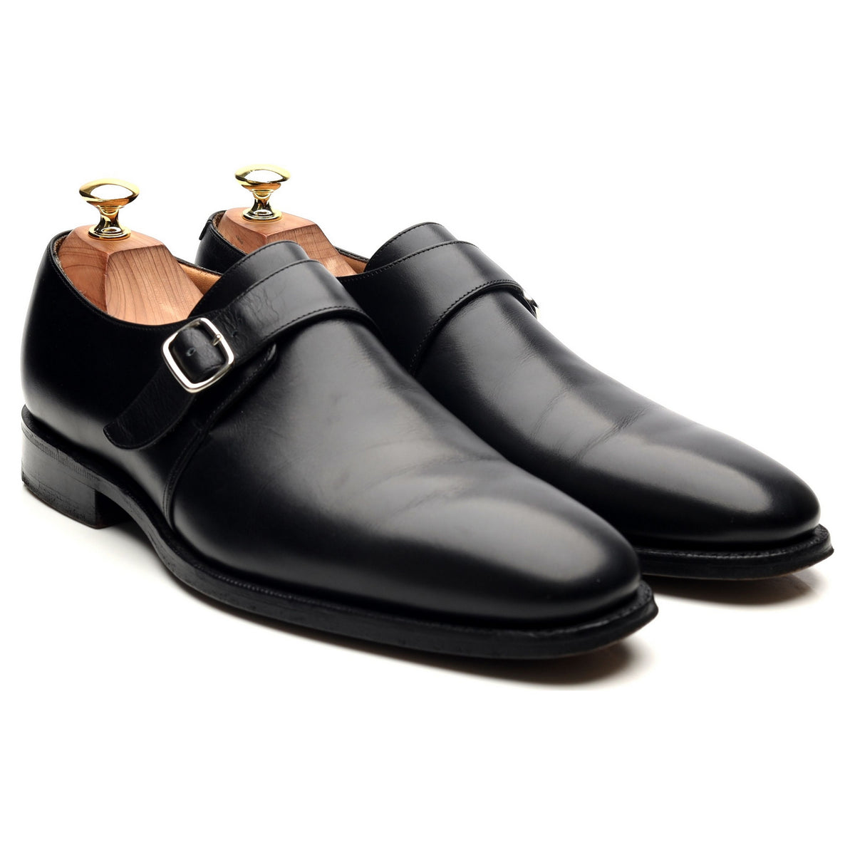 Royal Collection Black Leather Monk Strap UK 8.5 F