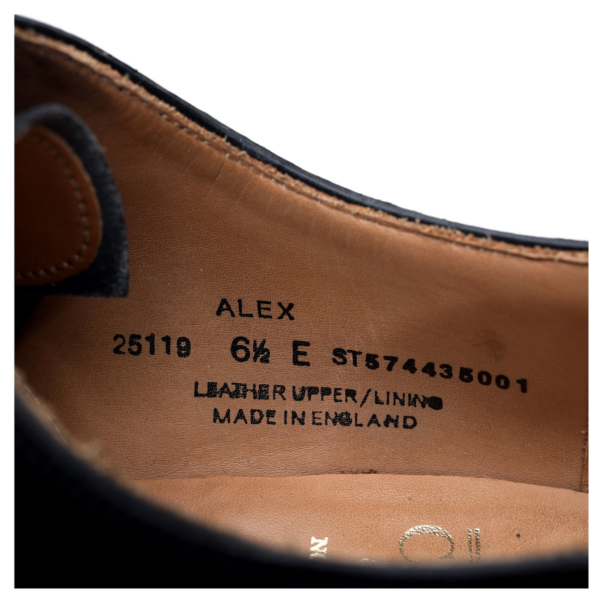 &#39;Alex&#39; Black Leather Wholecut Oxford UK 6.5 E