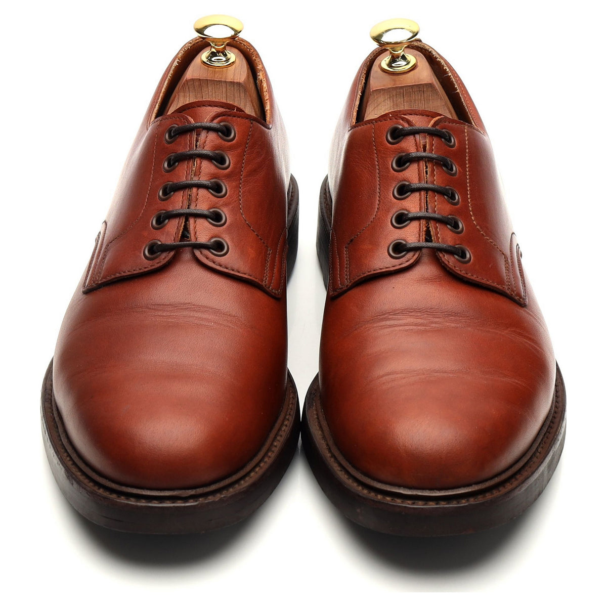 &#39;Stirling&#39; Tan Brown Leather Derby UK 7.5 F