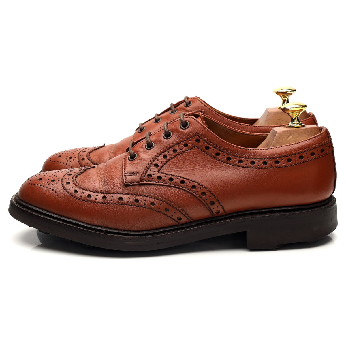 &#39;Angus&#39; Tan Brown Leather Derby Brogues UK 8 EX