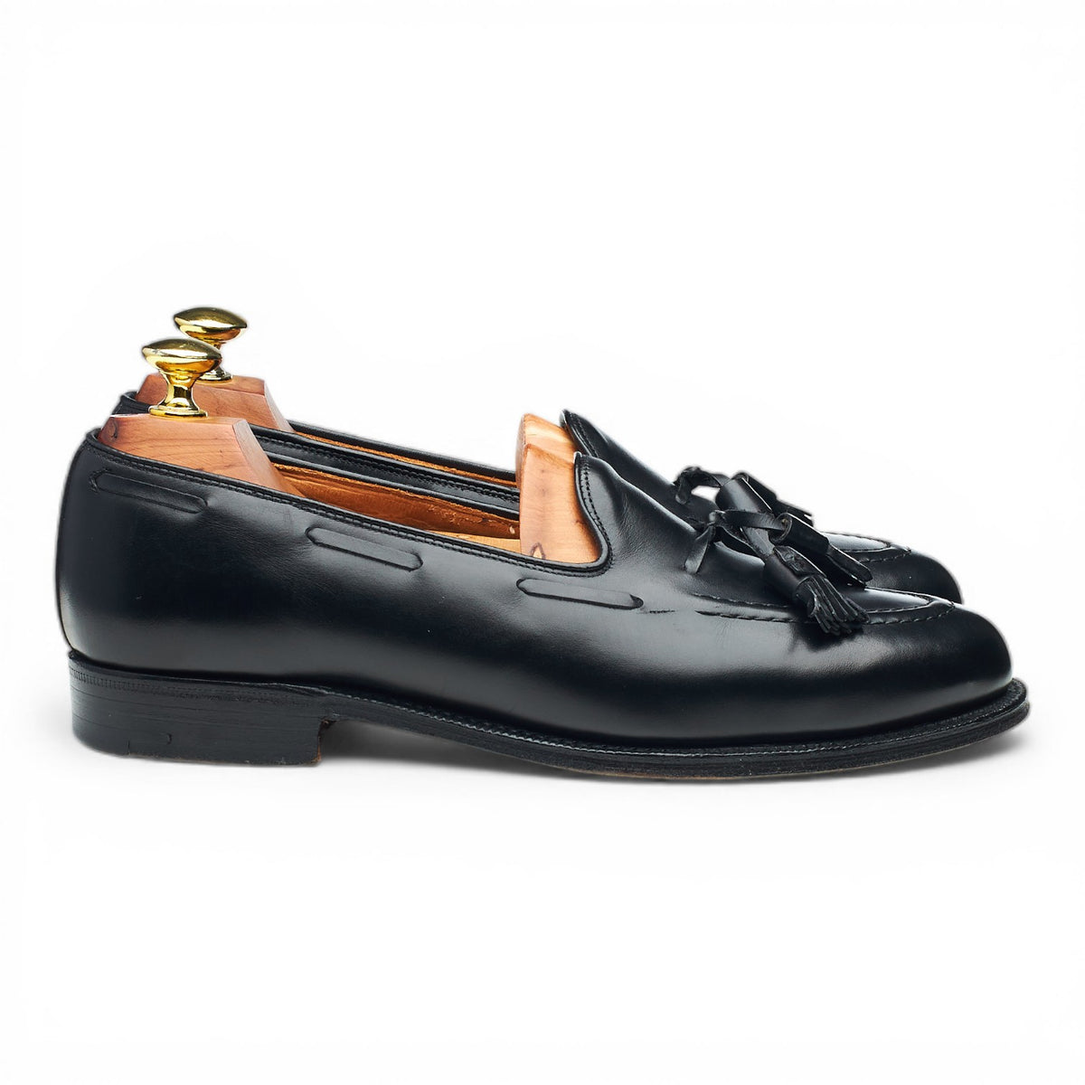 'Keats' Black Leather Tassel Loafers UK 7 E