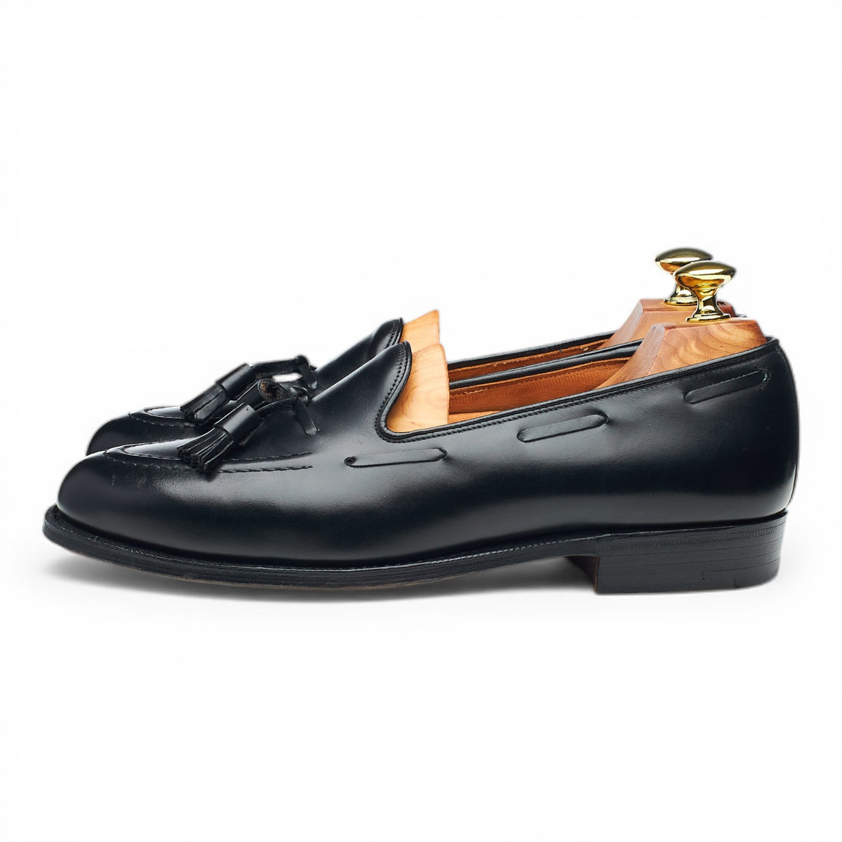 'Keats' Black Leather Tassel Loafers UK 7 E