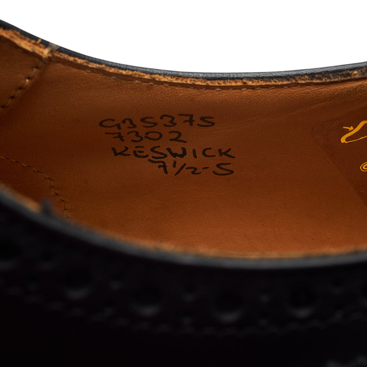 'Keswick' Black Leather Derby Brogues UK 7.5